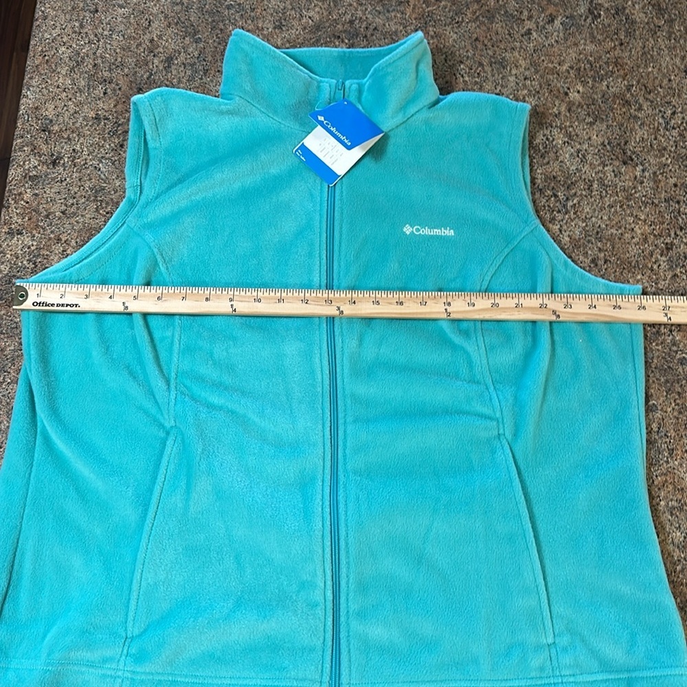 Columbia Fleece Vest Size 2X Mint Green Side Zipper Pockets Lightweight New - Picture 11 of 12